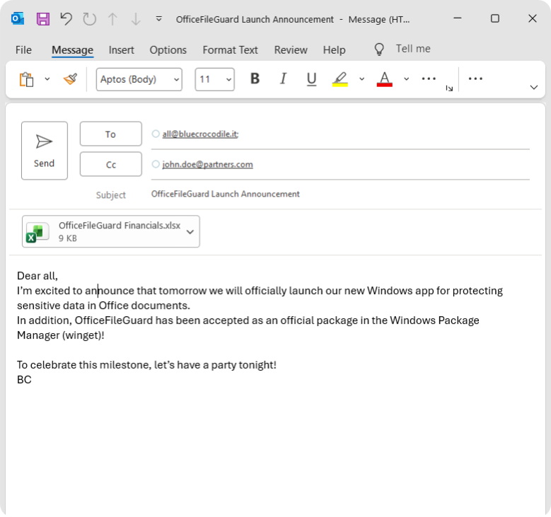OfficeFileGuard email interface